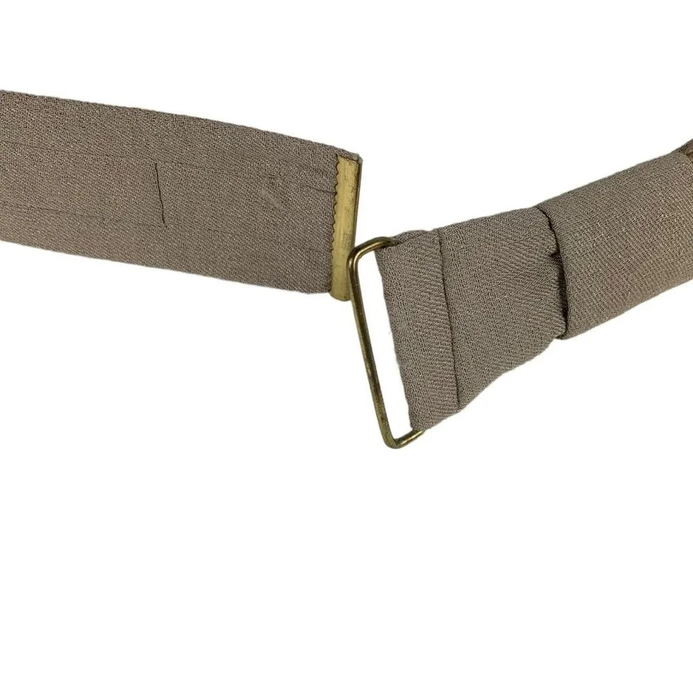 Rebecca's Vintage Fabric Belt Knotted Rope Cord Hook & Loop Closure Taupe S-L‎